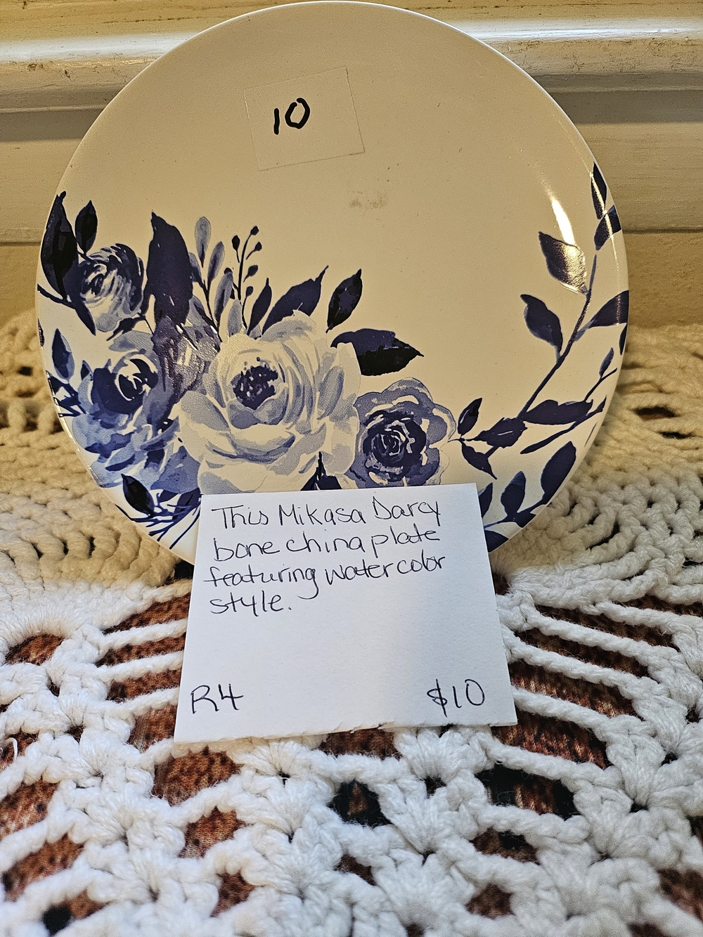 Mikasa White Plate with Blue Floral Design